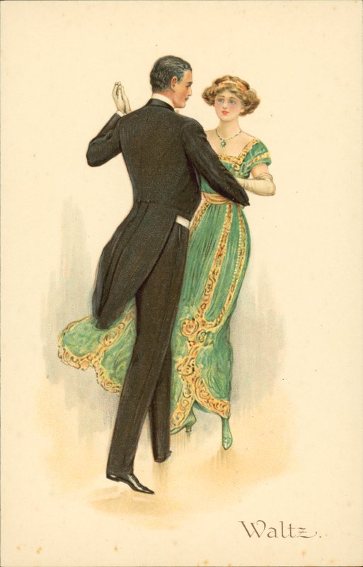 Par som dansar vals (chromolitho) av English School