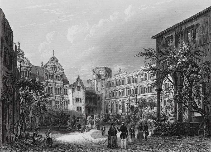 Hovgården i Heidelberg (gravyr) av English School