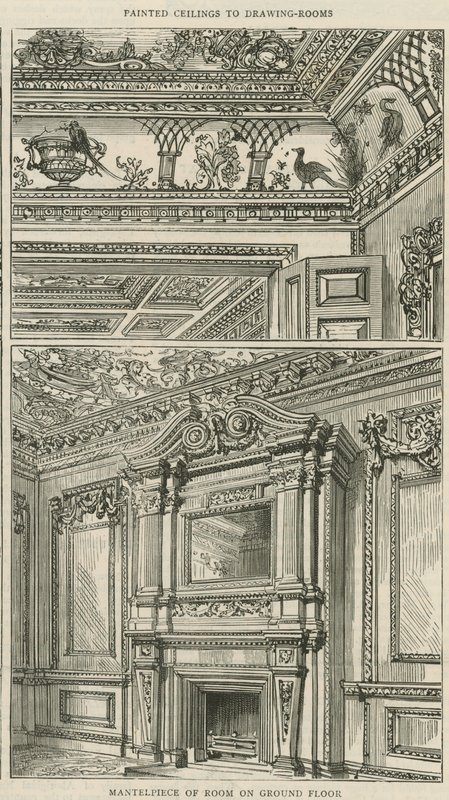 Cowfields, 30 Old Burlington Street: Mantlepiece av rummet på bottenvåningen av English School