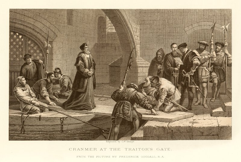Cranmer vid Traitors Gate av English School