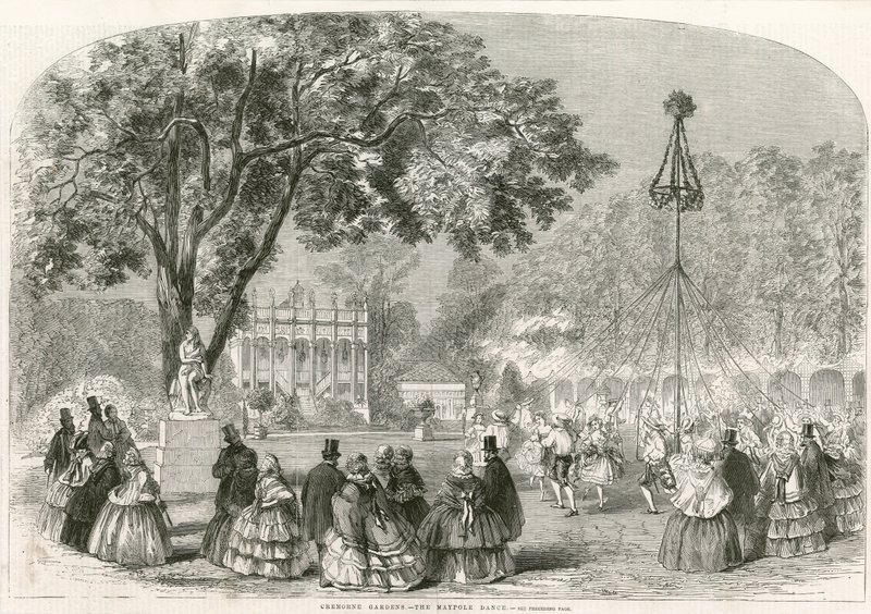 Cremorne Gardens, London, majstångsdansen av English School