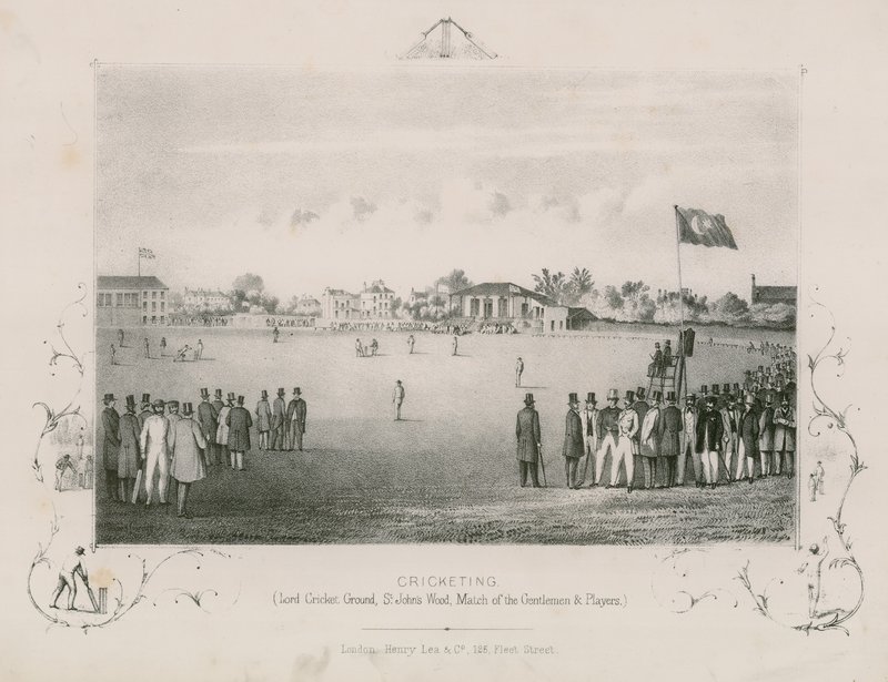 Cricketspelning; Lord Cricket Ground, St Johns Wood; Match mellan herrarna och spelarna av English School