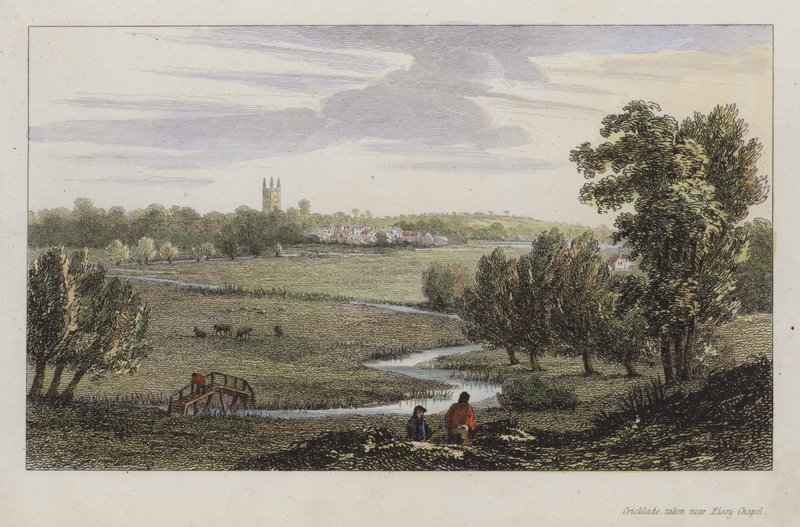 Cricklade, tagen nära Eisey Chapel, Wiltshire (färgad gravyr) av English School