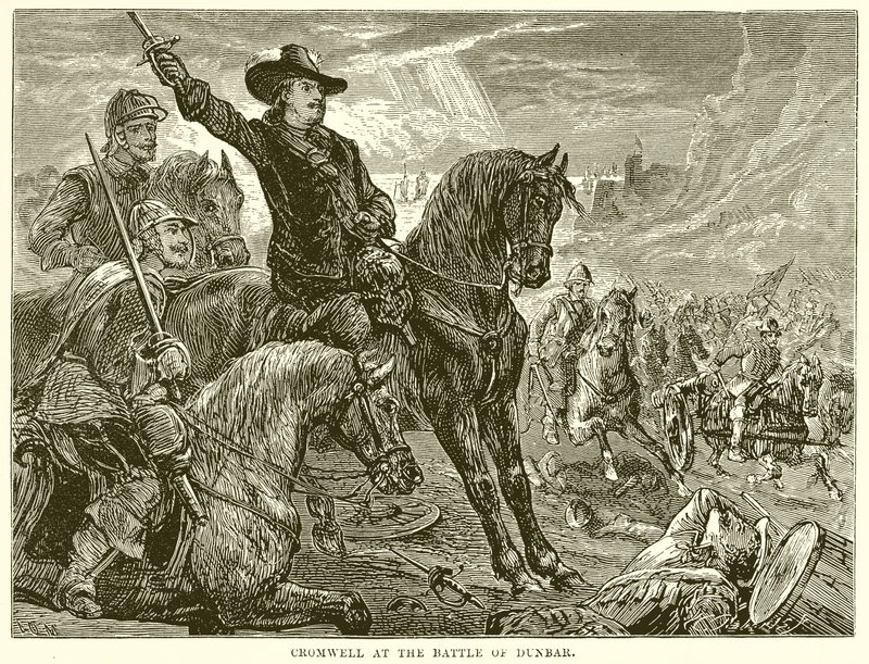 Cromwell i slaget vid Dunbar av English School