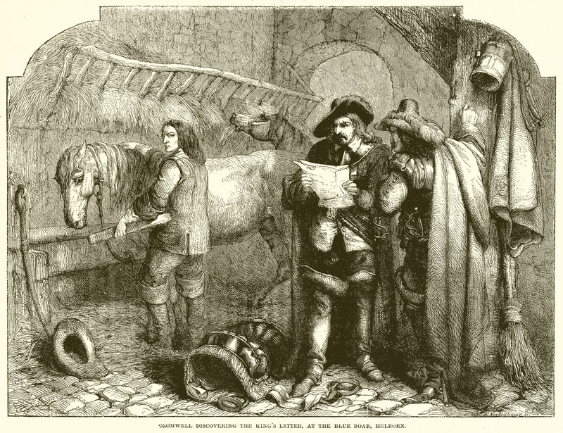 Cromwell upptäcker Kings Letter, på Blue Boar, Holborn av English School