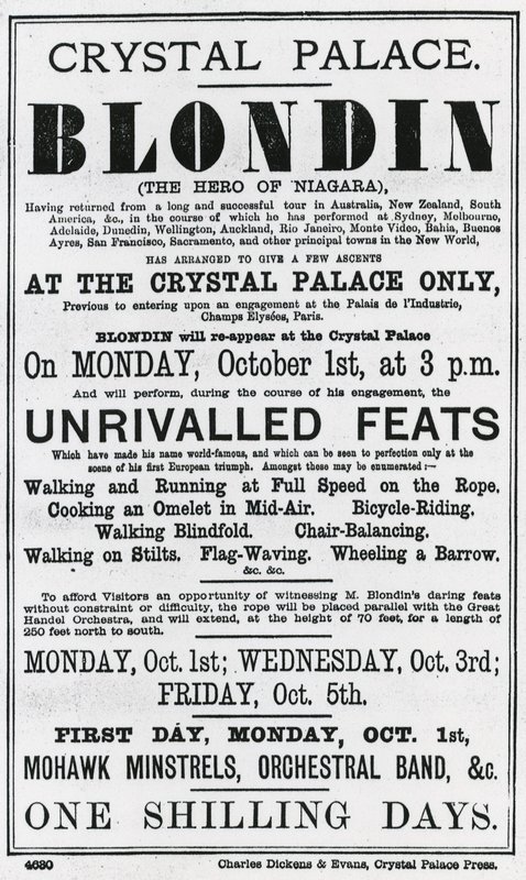 Crystal Palace. Blondin. Hjälten från Niagara av English School