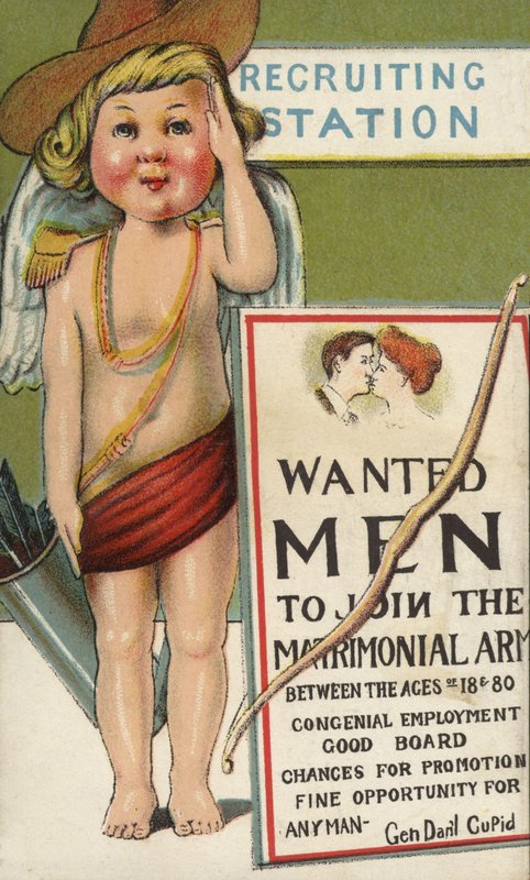 Amor som armérekryterare (färg litho) av English School