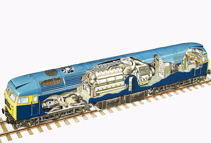 Ata tipi ese o le British Raul Class 47 Brush 2,750 bhp diesel-eletis locomotives av English School