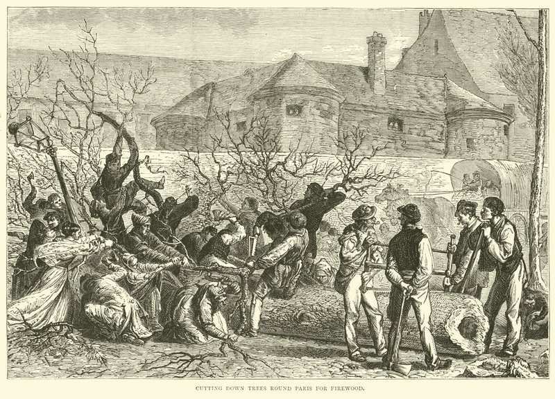 Att hugga ner träd runt Paris för ved, oktober 1870 av English School
