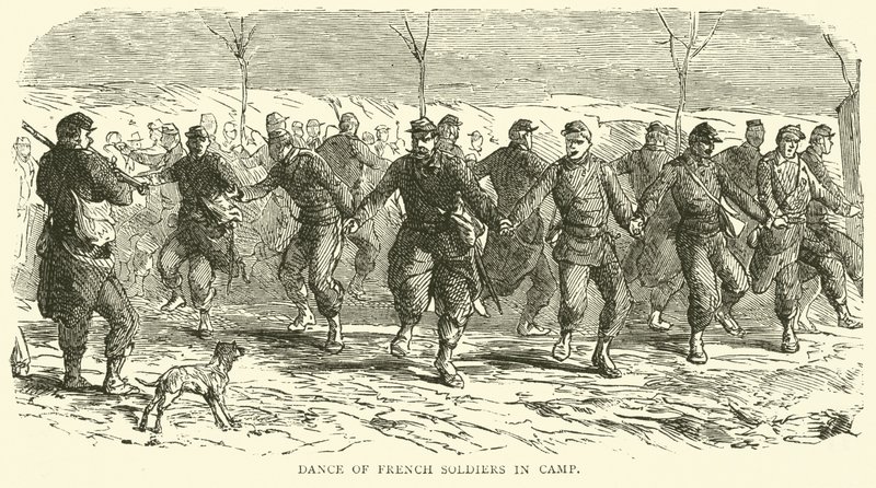 Franska soldaters dans i lägret, november 1870 av English School