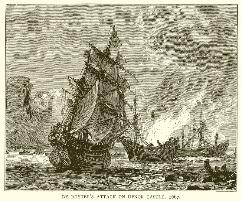 De Ruyters attack mot Upnor Castle, 1667 av English School