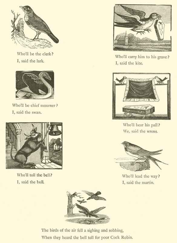 Död och begravning av Cock Robin (träsnitt) av English School
