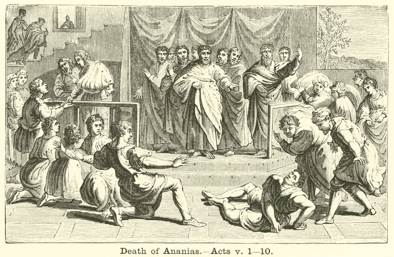 Ananias död, Apostlagärningarna, v, 1, 10 av English School