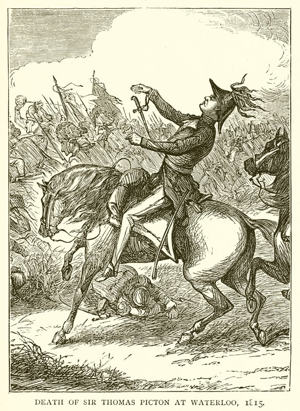 Sir Thomas Pictons död i Waterloo, 1815 av English School