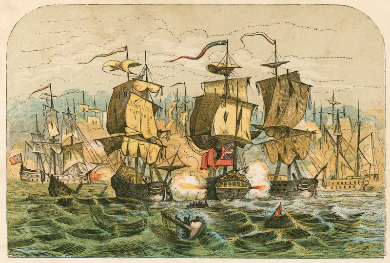 Nederlag för den holländska flottan av amiral Blake av English School