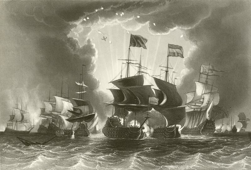 Nederlag för den holländska flottan av amiral Blake av English School