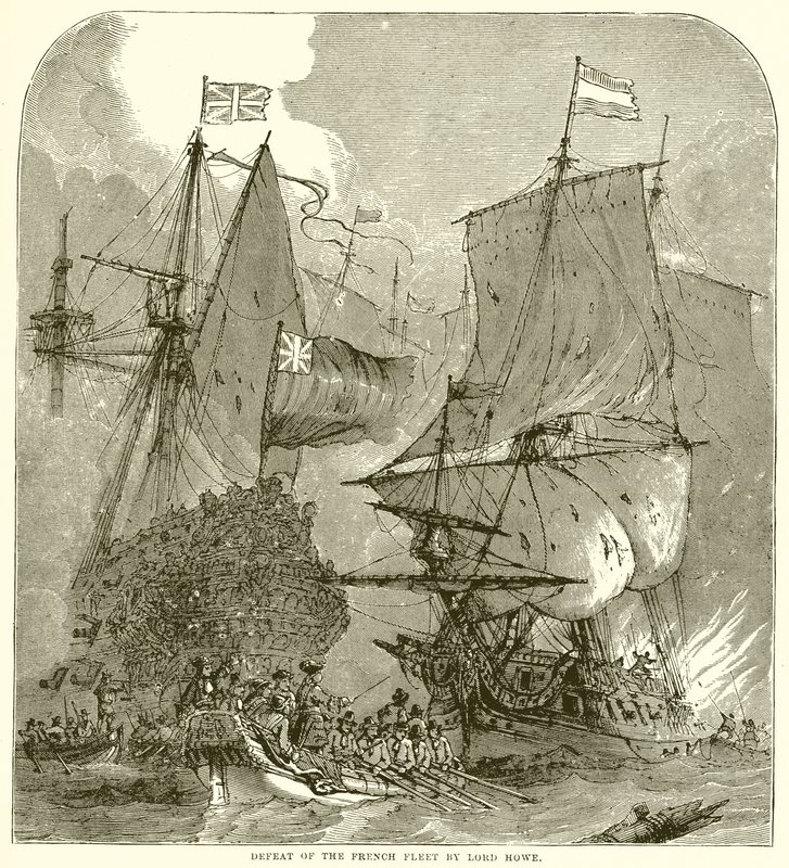 Nederlag för den franska flottan av Lord Howe av English School