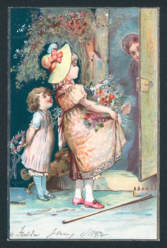 Leverera blommor till jul, julkort av English School