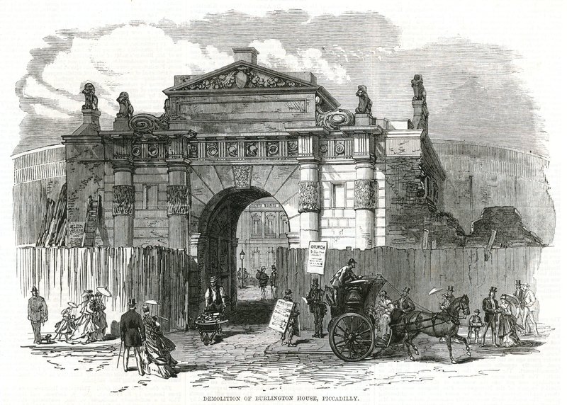 Rivning av Burlington House, Piccadilly av English School