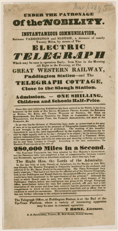 Demonstration av den elektriska telegrafen, 1845 av English School