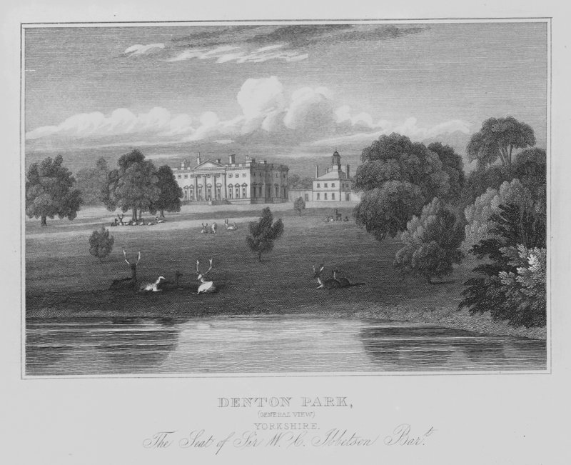 Denton Park, General View, Yorkshire, The Seat of Sir W C Ibbetson, Baronet (gravyr) av English School