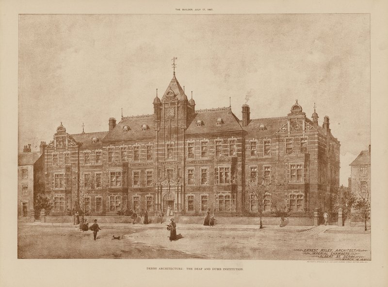 Derby Architecture, dövstuminstitutionen (gravyr) av English School