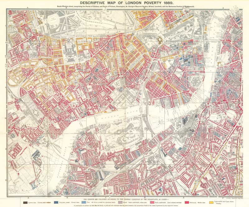 Beskrivande karta över Londons fattigdom, 1889 av English School