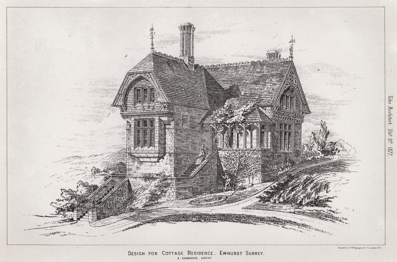 Design för Cottage Residence, Ewhurst, Surrey (gravyr) av English School