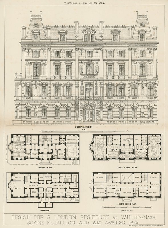 Design för en bostad i London av W Hilton Nash av English School