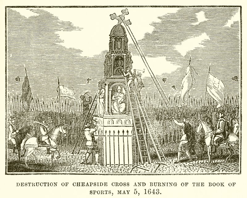 Förstörelse av Cheapside Cross och Burning of Book of Sports, 5 maj 1643 av English School