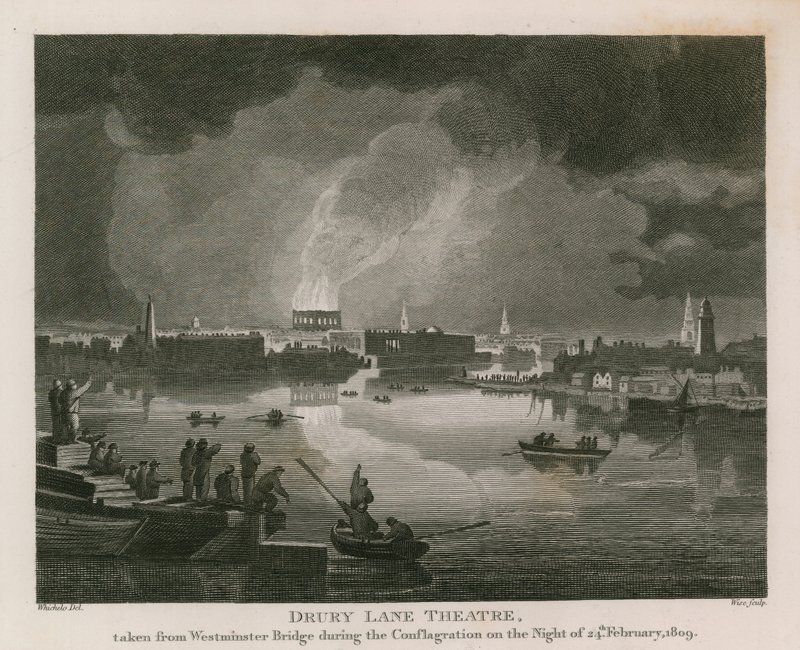 Förstörelse av Drury Lane Theatre, 24 februari 1809 av English School
