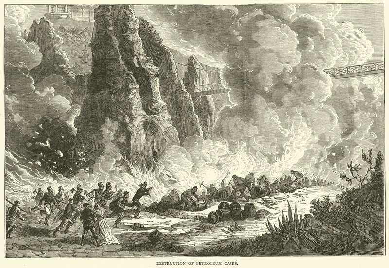 Förstörelse av petroleumfat, december 1870 av English School