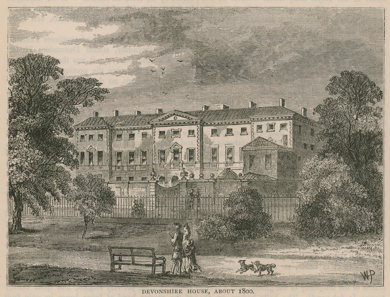Devonshire House, London, omkring 1800 av English School