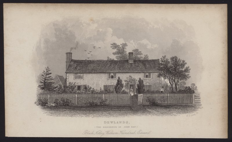 Dewlands, John Rays bostad, Black Notley, Witham Hundred, Essex (gravyr) av English School