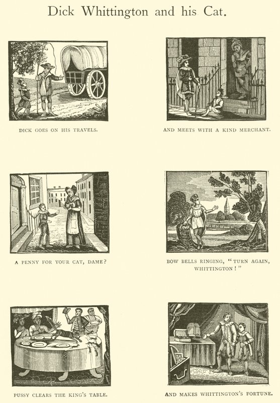 Dick Whittington och hans katt (träsnitt) av English School