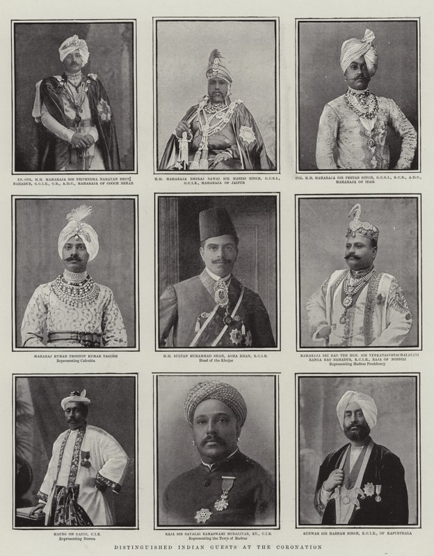 Distinguished Indian Guests at the Coronation, illustration från The Graphic, 28 juni 1902 av English School