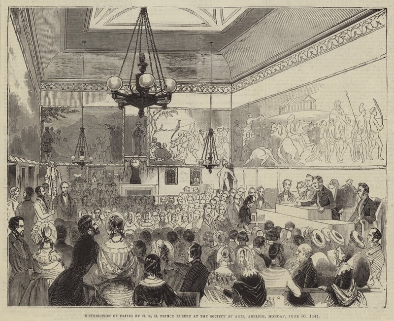 Utdelning av priser av HKH Prins Albert vid Society of Arts, Adelphi, måndagen den 10 juni 1844 av English School