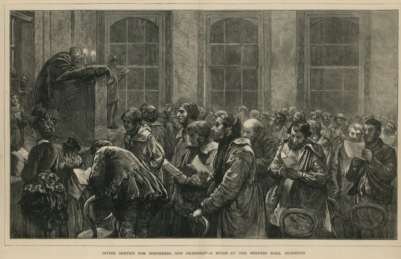 Gudstjänst för herdar och herdar - en studie i Berners Hall, Islington, London av English School