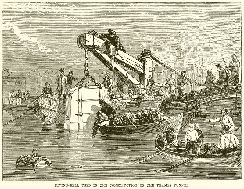 Diving-Bell som användes vid konstruktionen av Thames-tunneln av English School
