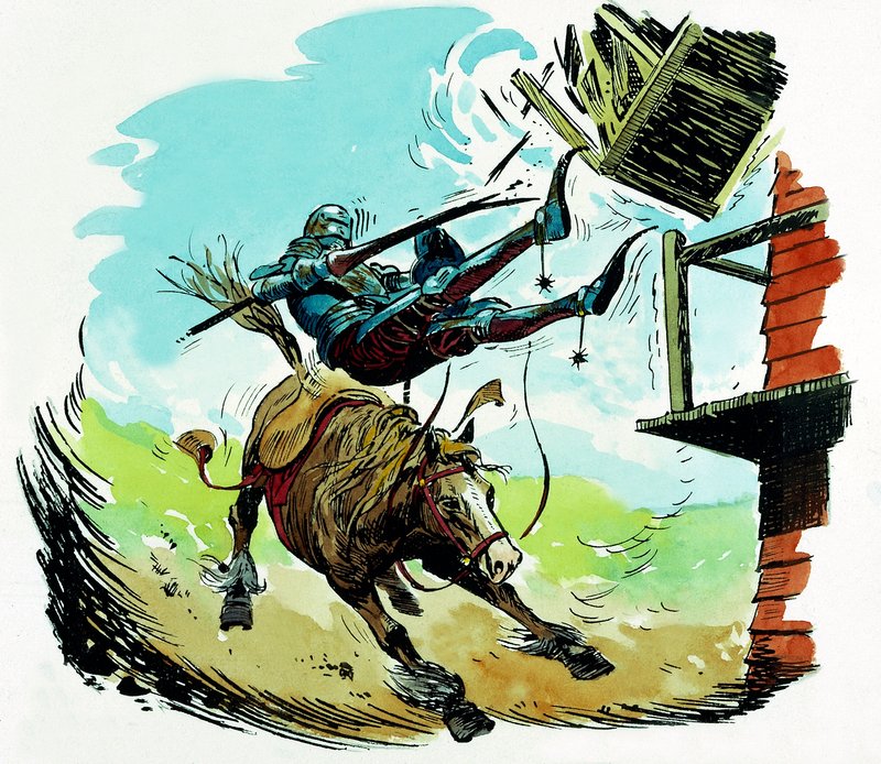 Don Quijote laddar en väderkvarn av English School
