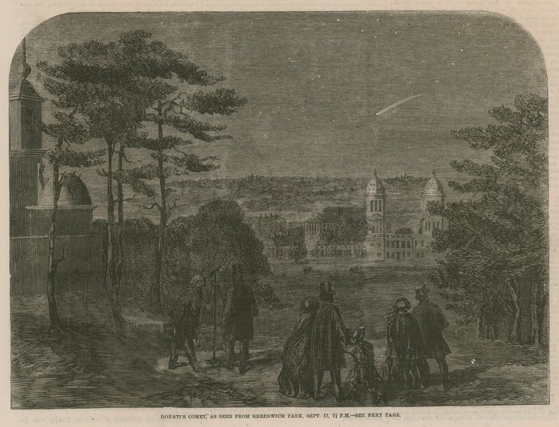 Donatis Comet, sett från Greenwich Park, 17 september 1858, klockan 19:30 av English School