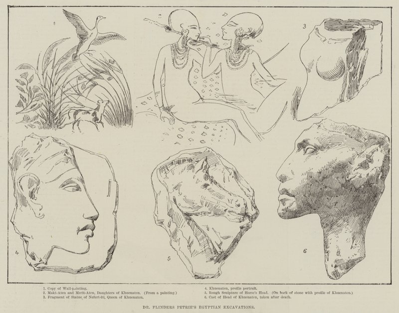 Dr Flinders Petries egyptiska utgrävningar (gravyr) av English School