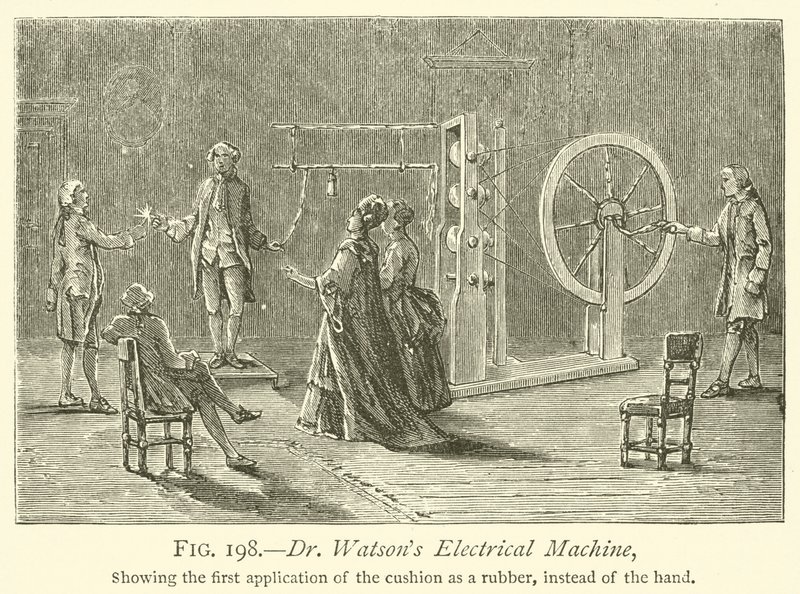 Dr Watsons elektriska maskin (gravyr) av English School