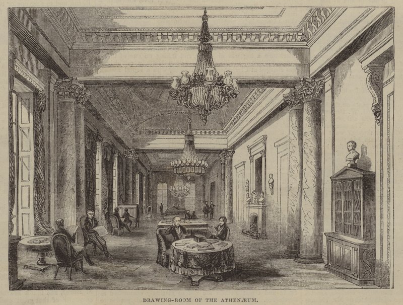 Salong på Athenaeum Club, London (gravyr) av English School