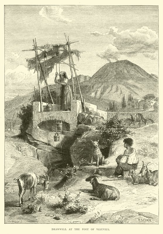 Drawwell vid foten av Vesuvius av English School