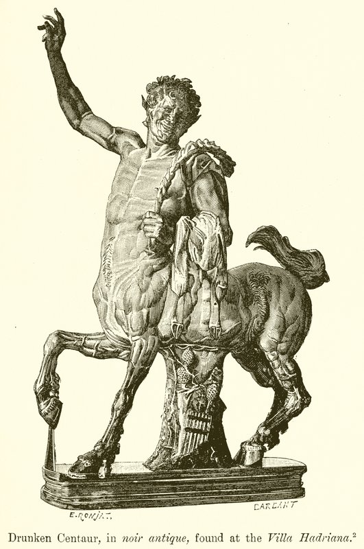 Drunken Centaur, i Noir Antique, hittad på Villa Hadriana av English School