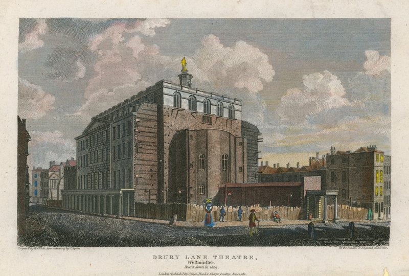 Drury Lane Theatre, Westminster, London; brändes ner 1809 av English School