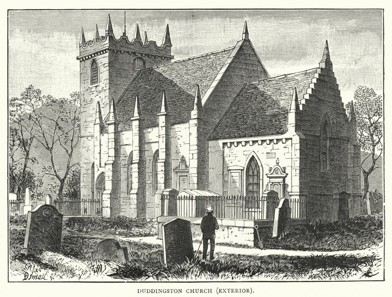 Duddingston Church, Exteriör (gravyr) av English School