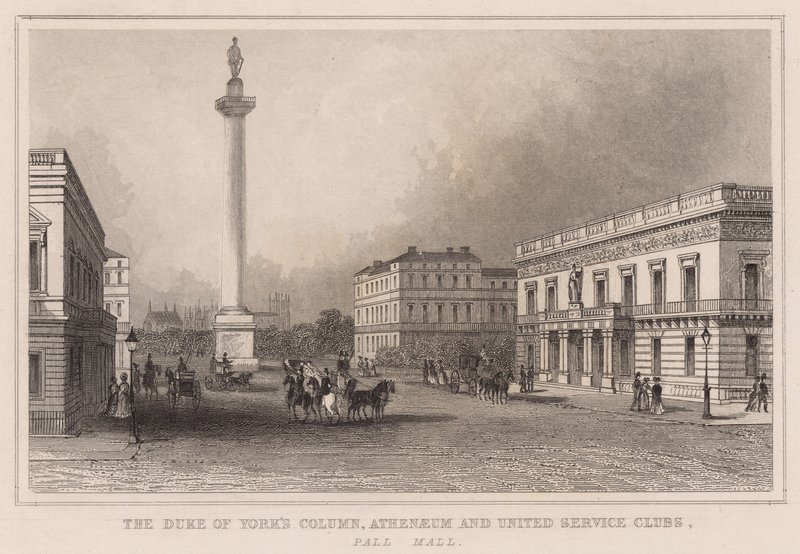 Duke of Yorks Column, Athenaeum och United Service Clubs, Pall Mall av English School