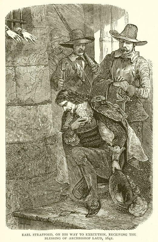 Earl Strafford, på väg till avrättning, mottog välsignelsen av ärkebiskop Laud, 1641 av English School